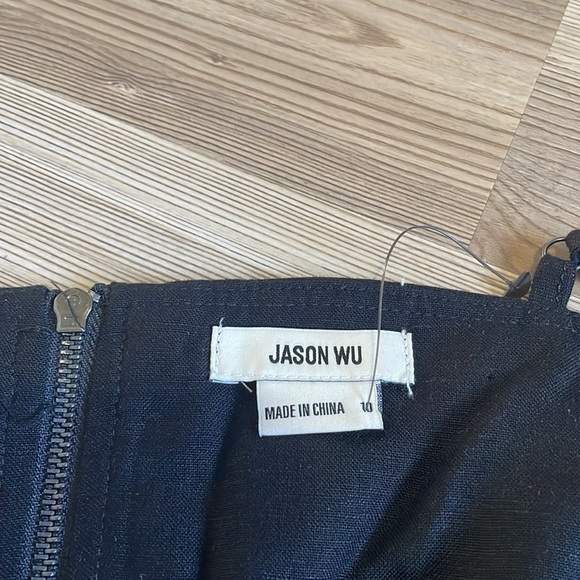 Jason Wu Linen blend Beaded Fringe Shell Crop Top Black Size 10 NWT Fun Lined - Picture 7 of 16